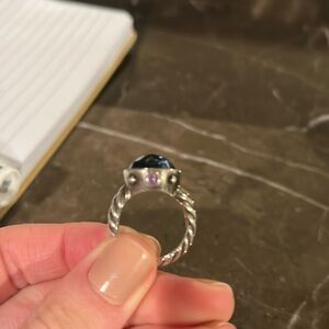 David Yurman blue topaz and amethyst sterling silver ring